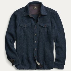 RRL Ralph Lauren Wool Cashmere Navy Blue Naval Shirt Sweater | Small